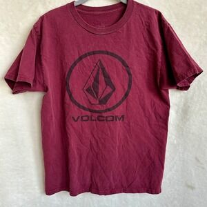 Volcom Men's Maroon Large Black Logo T-Shirt Size Medium